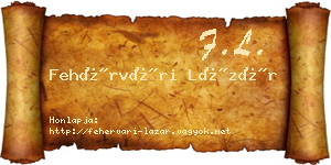 Fehérvári Lázár névjegykártya